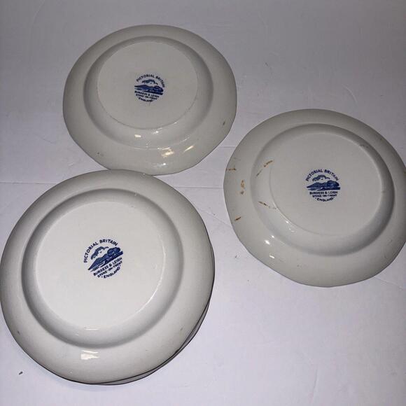 VTG 7.5" Plate Pictorial Britain Burgess & Leigh England Blue White Set of 6 - Picture 6 of 9